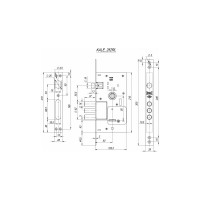 Врезной сувальдный замок с защёлкой KALE KILIT 252/RL тех. комплектация, 4 ключа 60 мм 41317