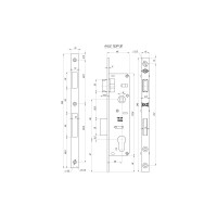 Корпус узкопрофильного замка с защёлкой KALE KILIT 153/P (30 мм) w/b хром 3873