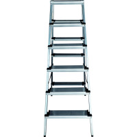 Двухсторонняя алюминиевая стремянка Новая Высота 2х6 ступеней 1127206