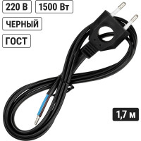 Шнур с плоской вилкой с вырезом TDM ELECTRIC ШУ04 ШВВП 2x0,75мм2 1,7 м. черный SQ1305-0032