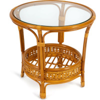 Комплект Tetchair PELANGI 02/15 стол со стеклом, 4 кресла без подушек, ротанг, мед 10084