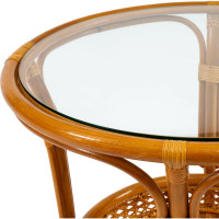 Комплект Tetchair PELANGI 02/15 стол со стеклом, 4 кресла без подушек, ротанг, мед 10084