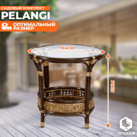 Комплект Tetchair PELANGI 02/15 стол со стеклом, 4 кресла без подушек, ротанг, грецкий орех 3597