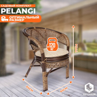 Комплект Tetchair PELANGI 02/15 стол со стеклом, 4 кресла без подушек, ротанг, грецкий орех 3597