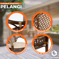 Комплект Tetchair PELANGI 02/15 стол со стеклом, 4 кресла без подушек, ротанг, грецкий орех 3597