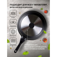 Алюминиевая сковорода PERFECTO LINEA Black Induction 28 см 55-281013