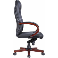 Кресло EVERPROF Monaco Wood экокожа, черный EP-082 W PU Black