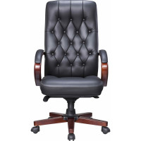 Кресло EVERPROF Monaco Wood экокожа, черный EP-082 W PU Black