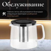 Стеклянный заварочный чайник PERFECTO LINEA Handy 1.5 л 52-407100