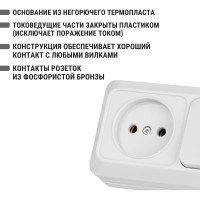 Комбинированный блок TDM ELECTRIC 2-клавишный выключатель с/п 10А + розетка 2П 10А 250В БКВР IP20 белый "Ладога" SQ1801-0108