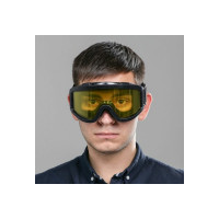 Очки-маска для езды на мототехнике СИМАЛЕНД черные, стекло двухслойное желтое, 3734831