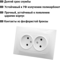 Двойная розетка TDM ELECTRIC 2П 10А 250В белая "Лама" SQ1815-0024