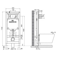 Инсталляция OLI 80 500х1150х120 мм, механическая + панель слива SLIM хром глянец 300572mSl00