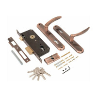 Врезной замок с ручками Аллюр 0211 AC старая медь 1023