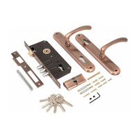 Врезной замок с ручками Аллюр 0221 AC старая медь 1027