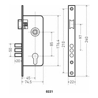 Врезной замок с ручками Аллюр 0221 AB старая бронза 1026