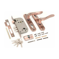 Врезной замок с ручками Аллюр 102/3 AС старая медь 5789