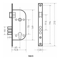Врезной замок с ручками Аллюр 102/3 AС старая медь 5789