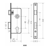 Врезной замок с ручками Аллюр 0205 AB старая бронза 1018