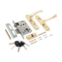 Врезной замок с ручками Аллюр ЗВ 4-103 GP латунь 9230