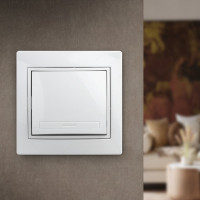 Одноклавишный выключатель Intro Plano 1Э-101-01 10А-250В, IP20, СУ, без лапок, белый, Б0053950