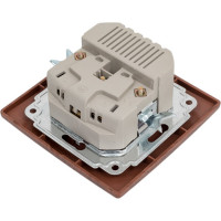 Розетка Intro Plano с заземлением 2P+E Schuko со шторками, 2хUSB 5В-2,1А, IP20, СУ, венге, Б0053948