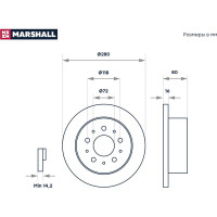 Тормозной диск задний Citroen Jumper I, II 94-, Fiat Ducato II, III 94-, Peugeot Boxer I, II MARSHALL M2000466