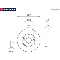 Тормозной диск передний Toyota Camry V10-V30 91-, Lexus ES II, III 91- MARSHALL M2000499