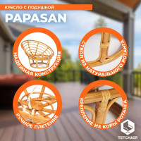 Кресло Tetchair PAPASAN 23/01 W с подушкой, Honey (мед), ткань Старт 6804