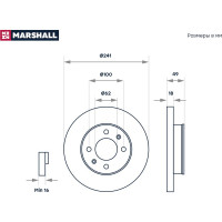 Тормозной диск передний Hyundai i10 I, II 08-, Kia Picanto I, II 04- MARSHALL M2000572