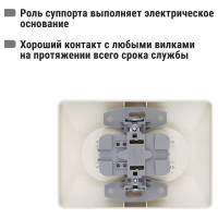 Розетка двойная слоновая кость с защитными шторками, 10А 250В серия "Ильмень" TDM ELECTRIC SQ1823-0115