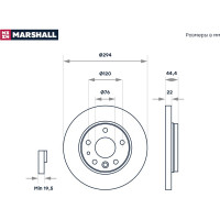Тормозной диск задний VW Transporter T5, T6 03- / Multivan T5, T6 03- MARSHALL M2000482