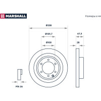Тормозной диск передний Toyota Land Cruiser Prado 120, 150 02-, Lexus GX I 01- MARSHALL M2000597