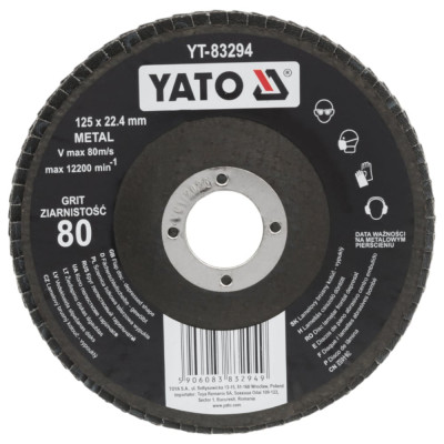 YATO Круг лепестковый тарельчатый 125мм-Р80 выпуклый YT-83294
