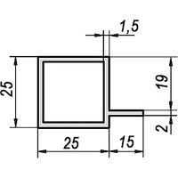Квадратная труба с ребром Алтервиа 25x25 мм A252511X2000