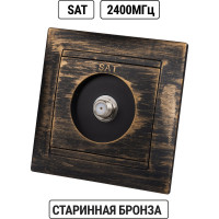 Розетка SAT (F-разъем) 0-2400МГц TDM ELECTRIC старинная бронза, серия "Лама" SQ1815-0762
