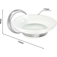 Стеклянная мыльница Solinne Blanco хром, стекло-сатин B-51105 2541.107