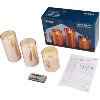 Свеча декоративная ФАZА CL7-SET3-gd с пультом зол. (уп.3шт) 5018822