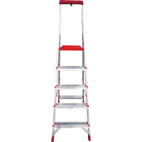 Профессиональная стремянка Новая Высота NV3115, 1x5 ступеней 80 мм, органайзер, Max нагр. 225 кг, 2К башмак, 3115105