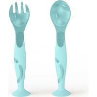 Набор Kidfinity ложечка и вилочка на присосе зеленый 431312009
