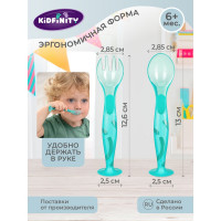 Набор Kidfinity ложечка и вилочка на присосе зеленый 431312009