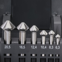 Набор зенковок 6 шт, 6.3-20.5 мм, HSSE, 90 градусов RUKO 102790ERO