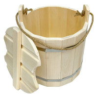 Бондарное ведро с крышкой Бацькина баня 10 л 30057
