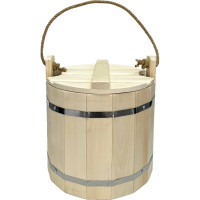 Бондарное ведро с крышкой Бацькина баня 10 л 30057