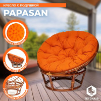 Кресло Tetchair PAPASAN 23/01 W Pecan с подушкой, ткань, орех/оранжевый С 23 13737