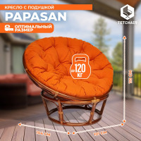 Кресло Tetchair PAPASAN 23/01 W Pecan с подушкой, ткань, орех/оранжевый С 23 13737