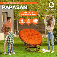 Кресло Tetchair PAPASAN 23/01 W Pecan с подушкой, ткань, орех/оранжевый С 23 13737