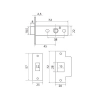 Защелка Trodos 6-45 AB бронза 206003