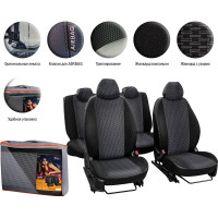 Чехлы Airline для Lada X-RAY, Лима, 12 предметов, задняя спинка 1/3, жаккард-кожзам, черные ACCS-L-43