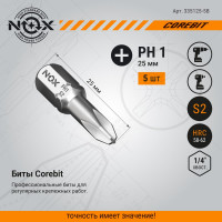 Бита COREBIT Ph1х25 мм, C6.3, 5 шт, бокс NOX 335125-5B
